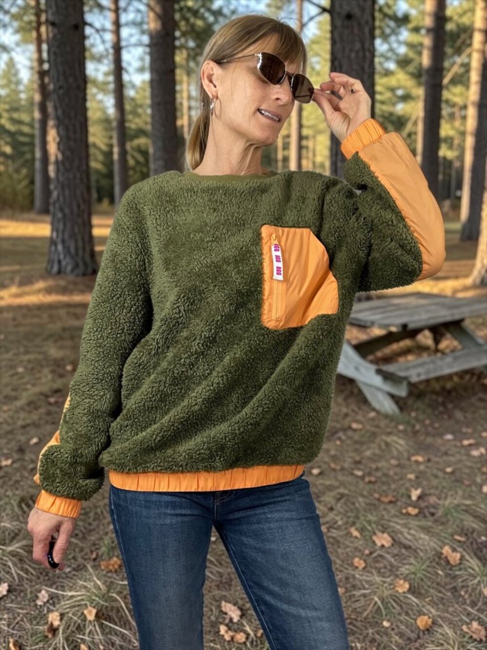 Ugg RTW Niko Sherpa Crewneck Pullover Jacket M Green Gorpcore